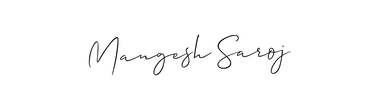 Allison_Script is a professional signature style that is perfect for those who want to add a touch of class to their signature. It is also a great choice for those who want to make their signature more unique. Get Mangesh Saroj name to fancy signature for free. Mangesh Saroj signature style 2 images and pictures png